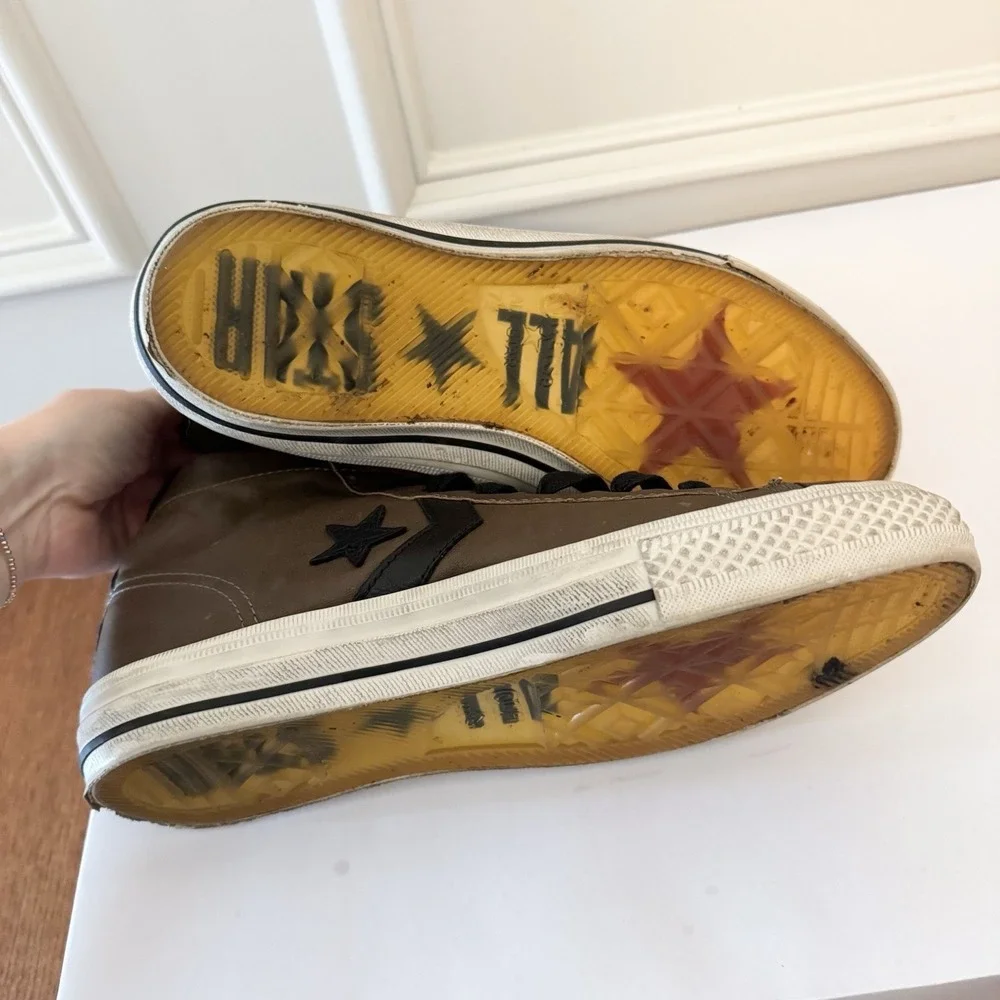 Rare Converse x‎ John Varvatos Pro Leather Hi Brown Black Chuck Taylor READ